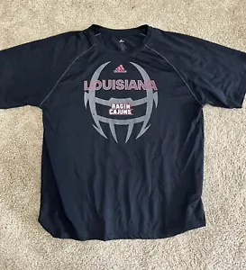 Louisiana Rajin’ Cajuns Football Shirt Adidas Short Sleeve Black Men’s Size M - Picture 1 of 3