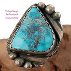 Native American Ring MorenciTurquoise Sterling Silver OLD PAWN Vintage sz 5