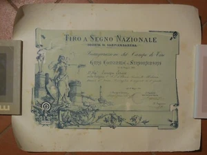 attestato diploma gara di tiro a segno nazionale Sampierdarena Genova 1895 - Picture 1 of 1