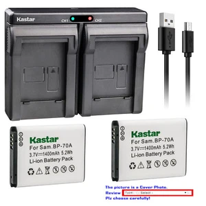 Kastar Battery Dual USB Charger for Samsung BP-70A Battery & Samsung WP10 Camera - Picture 1 of 11