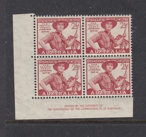 1950 2½d Scout SG 227 “CORNER AUTHORITY IMPRINT BLOCK OF 4” BW 274z, MUH. - Bild 1 von 2