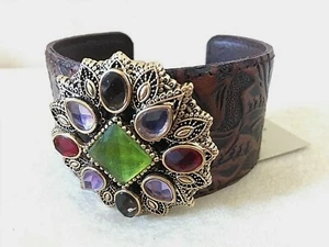 Gorgeous New Barse Cuff Bracelet, Genuine Stones & Genuine Leather MSRP $150 - Picture 1 of 5