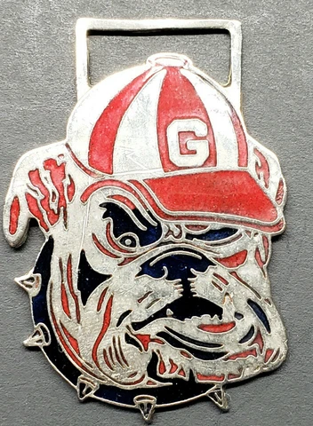 VINTAGE GEORGIA BULLDOG ENAMELED FOB WATCH FOB KEY FOB Cover