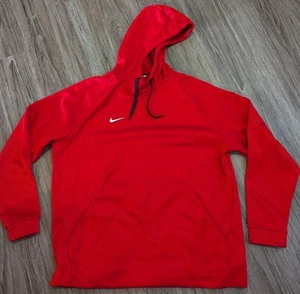Nike Hoodie Men's Size XL Red Pullover Therma Fit Pouch Pocket Swoosh Sweater - Picture 1 of 13