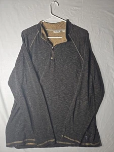 ROWN Mens 1/4 Zip Pullover Shirt Brown Black XL - Picture 1 of 6
