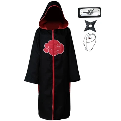 Capa Akatsuki Uchiha Itachi para Niño Adulto Larga Negra Sudadera con Capucha Bata Capas Contume Foto 1 de 4