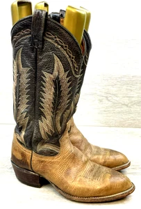 Stivali da cowboy western Tony Lama 6171C da uomo 7,5 in pelle marrone made in USA vintage - Foto 1 di 13