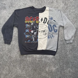 ACDC Sweatshirt Mens XL Charcoal Sky Patchwork Graphic Crewneck Rock Band 2022 - Picture 1 of 8