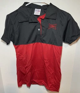Sonic Drive In Red & Black Polo Manager Shirt Work Uniform Embroidered Red Logo - Picture 1 of 8