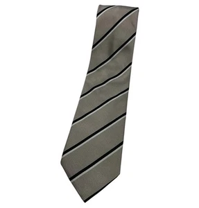 PRADA Men's 100% Silk Necktie LUXURY Tie XL Beige Striped W:3.5" EUC - Picture 1 of 5
