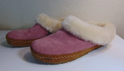 Zapatillas LL Bean para mujer Wicked Good Squam Lakes 10 forro de piel de cordero rosa malva Foto 1 de 4
