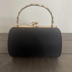 Vintage Ande’ schwarze Handtasche oder Clutch mit goldenem Griff - Bild 1 von 8