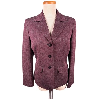 Jones Wear Suit Blazer Women's Size 8 Purple Lined Single Breasted Office Jacket - Image 1 of 4