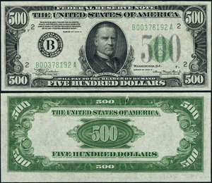 FR. 2202 B $500 1934-A Federal Reserve Note New York B-A Block AU - Tear - Picture 1 of 3