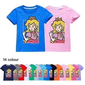 Grils Super Mario Princess Peach T-Shirts Casual Short Sleeve T-Shirt Tops Gifts - Picture 1 of 29