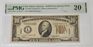 1934 A $10 Dollar Hawaii WWII Emergency Issue Small Size Note FR#2303 PMG 20 - Picture 1 of 6