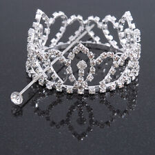 Statement Full Round Clear Crystal Queen Crown Rhinestone Bridal Tiara Pageant