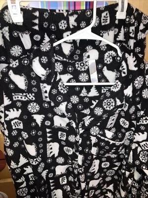 Mujer Simply Basic 2X-18/20W, Vellón Negro, 2 Piezas Oso Polar, Copo de Nieve Pijamas Foto 1 de 4