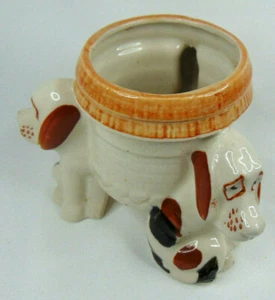 Vintage Trio Basset Hound Hund Pflanzgefäß Made in Post War Japan schwarz weiß braun - Bild 1 von 11