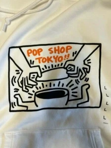 T-shirt con cappuccio Keith Haring X UNIQLO SPRZ NY bianca taglia USA L-XL Pop Shop Tokyo - Foto 1 di 8