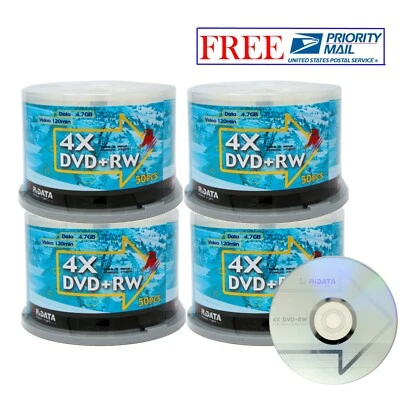 200 Pack Ridata DVD+RW 4x 4.7GB Silver Logo Rewritable DVD Plus RW Blank Disc - Image 1 of 3