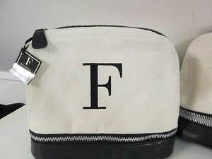 Men's Initial "F" Dopp Kit by Mud Pie, Khaki and Black, NWT - Picture 1 of 5