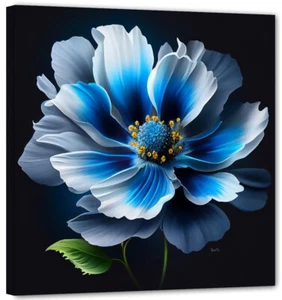 Blaue und weiße Blume art Deko Modern 2023 Bild Top Wandbild Kunstwerk BL2 - Picture 1 of 2