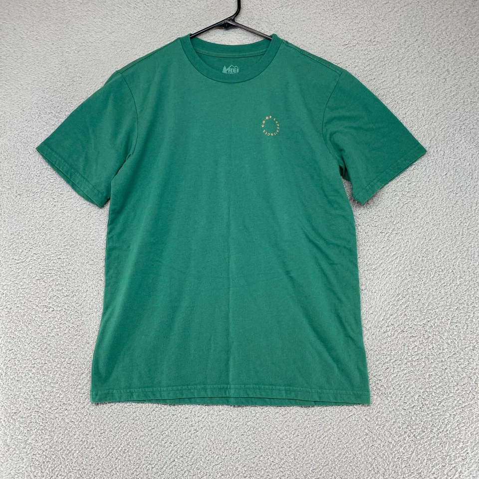 Camiseta REI Talla Pequeña Verde Gráfica Camiseta Ride Discover Wonder Dream Manga Corta Foto 1 de 4