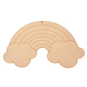  Arco iris con detalles MDF madera extra grande forma artesanal colgante manténgase seguro - Imagen 1 de 4