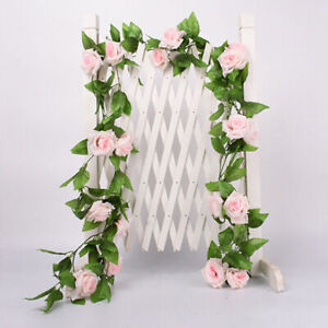 8Ft Artificial Flowers Silk Rose Flowers Vine Ivy Hanging Wedding Garland Decor
