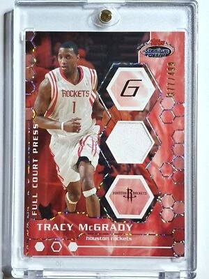 2007 Topps Stadium Club Tracy McGrady #PATCH /499 Game Worn Dual Jersey - Image 1 of 4