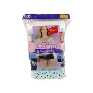 Hanes Women's Panties 6-Pack Tagless Briefs Breathable Cotton Multi Color 7/L - Picture 1 of 2