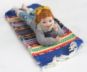 Artist Arlene Royse Dollhouse Red-Haired Little Girl Doll Laying Prone on Rug - Picture 1 of 10