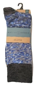 2 Pair Gold Toe Men's Native Nomad Crew Slub Socks Marbled Blue Black Sz 6-12.5 - Picture 1 of 5