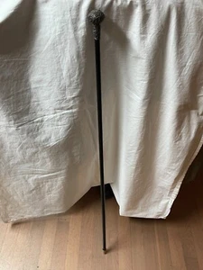 Antique Silver and Gold Handle Wooden Walking Cane Stick - Picture 1 of 15