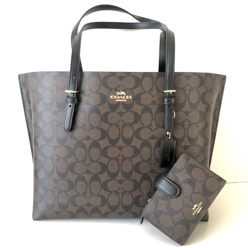 Set portafoglio borsa grande Coach Mollie firma marrone grande borsa borsa nuova con etichette $546