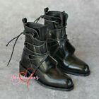 1/3UncleSD17&POPO68&HD17 BJD Leather Shoes Lace-up Short Boots Bright Black DIKA