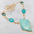Larimar Plated by 925 Silver Handmade Necklace Gift For Her S-104