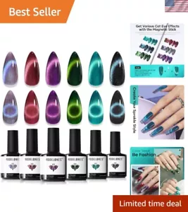 Cat Eye Gel Nail Polish, 6 Colors Glitter Red Green Purple Blue Gel Polish Se... - Picture 1 of 10