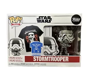 Funko POP! Star Wars #296 Plata Cromo Stormtrooper con Camiseta XL NUEVA - Imagen 1 de 2