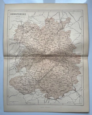 1868 antique chromolithograph county map of Shropshire England - Image 1 of 4