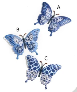 GiftCraft Metal BUTTERFLY Wall Hanging Plaque Blues Pick 1 Design 10 1/2" x 8" - Picture 1 of 7