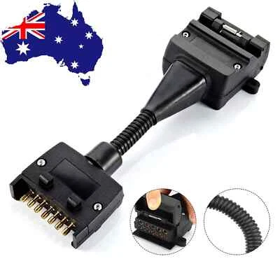 12 Pin Female Socket to 7 Pin Flat Male Plug Trailer Adaptor Caravan Connector - image 1 of 4