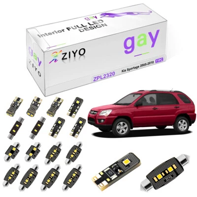 Kit de luces LED domo interiores blancas de lujo de 11 piezas para bombillas Kia Sportage 2005-2010 Foto 1 de 4