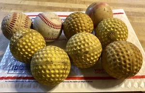 (9) Used Yellow Dimpled and Misc. Baseballs,Great For Practice,Same Day Shipping - Picture 1 of 1