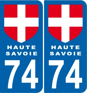 SAFIRMES 2 Stickers style plaque AUTO adhésif département 74 Haute Savoie