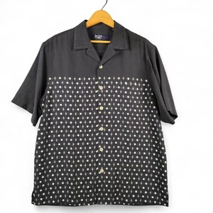 Camisa Nat Nast American Fit Para Hombre M Negra 100% Seda Bowling Manga Corta Lujo - Imagen 1 de 11