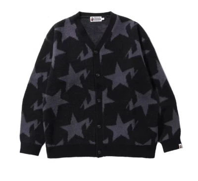 NWT BAPE Star Pattern Relaxed Fit Knit Cardigan S - Image 1 of 4