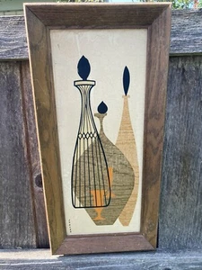 ARTE DE PARED BOTELLA MODERNO DANÉS MEDIADOS DE SIGLO FIRMADO JONERO - Imagen 1 de 7