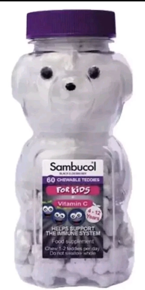SAMBUCOL BLACK ELDERBERRY LIQU Sambucol Sambucol Chewable Teddies. Immune Support 60 Tablets Best Before 09/24